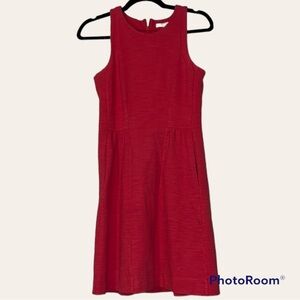Madewell XS womens fit and flare dress sleeveless coral salmon color has pockets